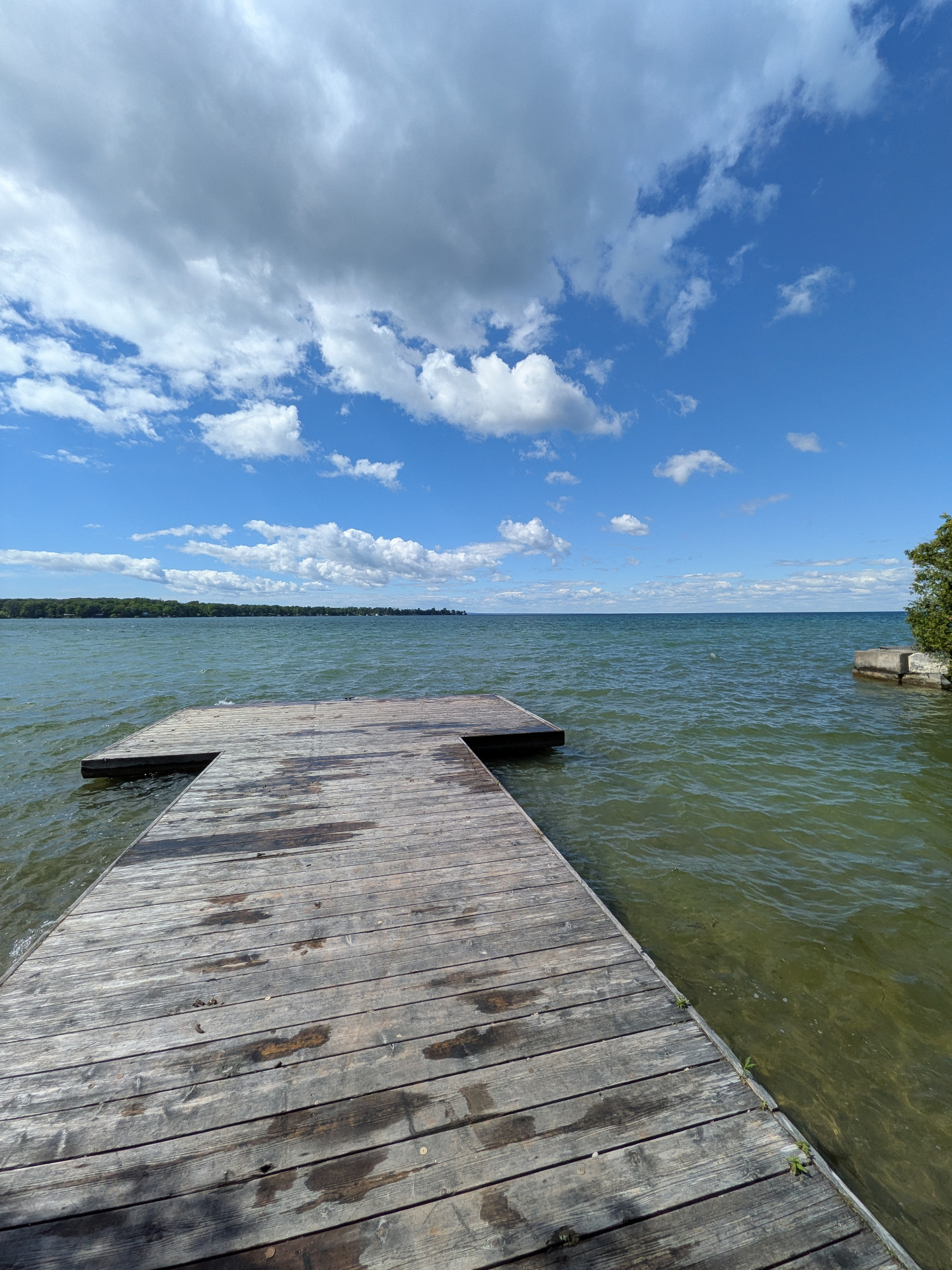 A wooden dock on the Georgina waterfront